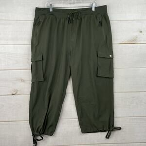 Soothfeel Women's Cargo Capris Pants Womens 2XL Green Lightweight Quick Dry